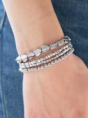 Silver Bead Stackable Bracelet Set